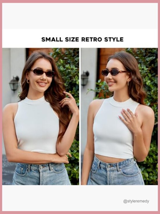Retro Oval Sunglasses for Small Faces with Plastic Frames main image 6
